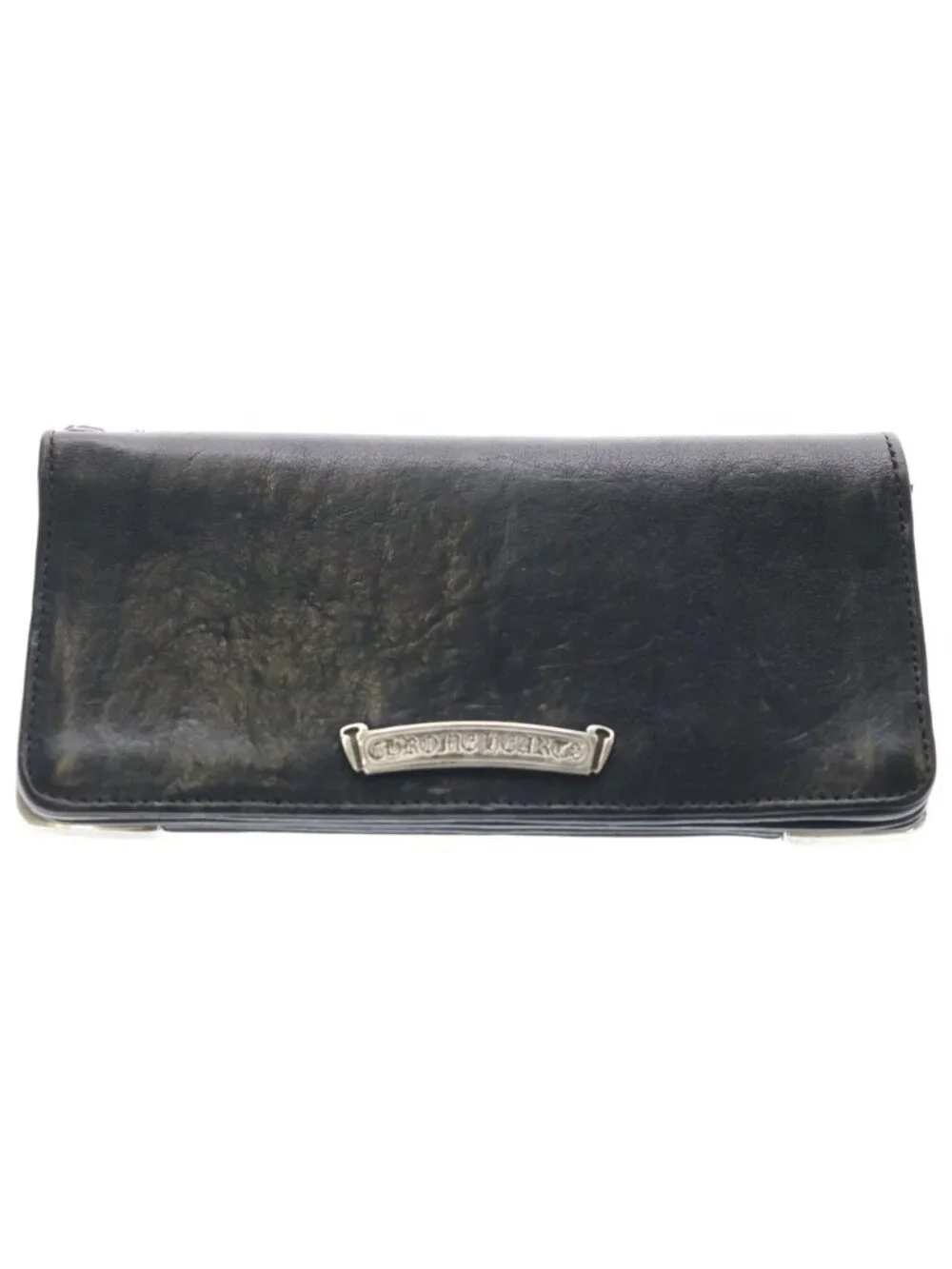 Chrome Hearts Lng Sngl Fld Tips Single Fold Leather Wallet Black